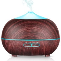 Liu Nian Essential Oil Diffuser  400ML Wood Grain Aromatherapy Diffuser Ultrasonic Cool Mist Humidifier with 7 Color LED Lights Changing and Waterless Auto Shut-off for Bedroom Office Home Baby Room - B078S7ZCZ5